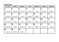 Calendari farmàcies de guàrdia - agost 2016