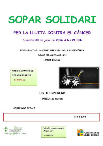 cartell sopar solidari contra el càncer