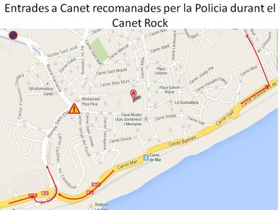 Plànol accesos Canet - Canet Rock 2015